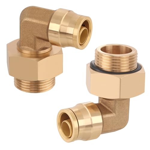 Ailbiuko 2Pcs Brass DOT PLC Male Elbow Fitting 12 Tube x M2215 Replace for Volvo 20462690 - Image 1