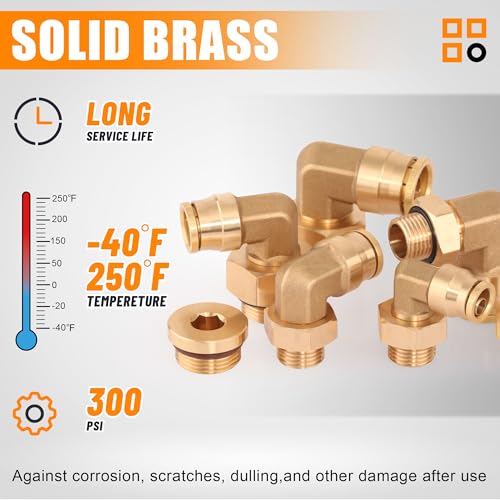 Ailbiuko 2Pcs Brass DOT PLC Male Elbow Fitting 12 Tube x M2215 Replace for Volvo 20462690 - Image 3