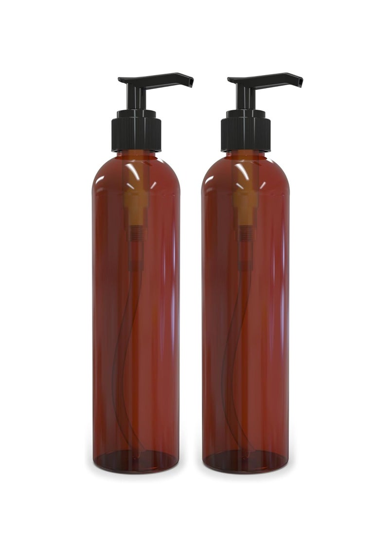 BRIGHTFROM Lotion Pump Bottles, Empty 8 OZ, BPA-Free Refillable Plastic Containers, Amber with Black Dispenser for - Soap, Shampoo, Lotions, Liquid Body Soap, Creams and Massage Oil (2 Pack) - pzsku/Z41D3D7891605C70D66EBZ/45/_/1736515293/62276d84-e5f3-418e-a906-600a0f0856b0