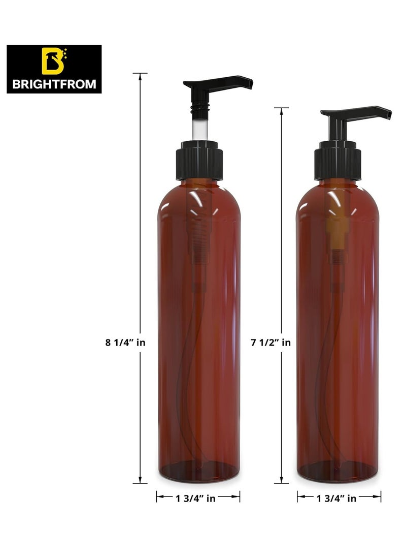 BRIGHTFROM Lotion Pump Bottles, Empty 8 OZ, BPA-Free Refillable Plastic Containers, Amber with Black Dispenser for - Soap, Shampoo, Lotions, Liquid Body Soap, Creams and Massage Oil (2 Pack) - pzsku/Z41D3D7891605C70D66EBZ/45/_/1736515304/aca8f9b3-b83c-4df7-9e13-7acf6b487742