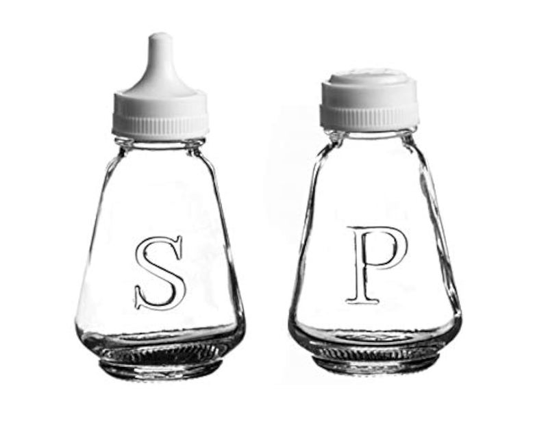 Glass Salt and Pepper Shaker Pot Set of 2 Classic Clear Glass Traditional Cruet Set CafeStyle Dispenser Bottles