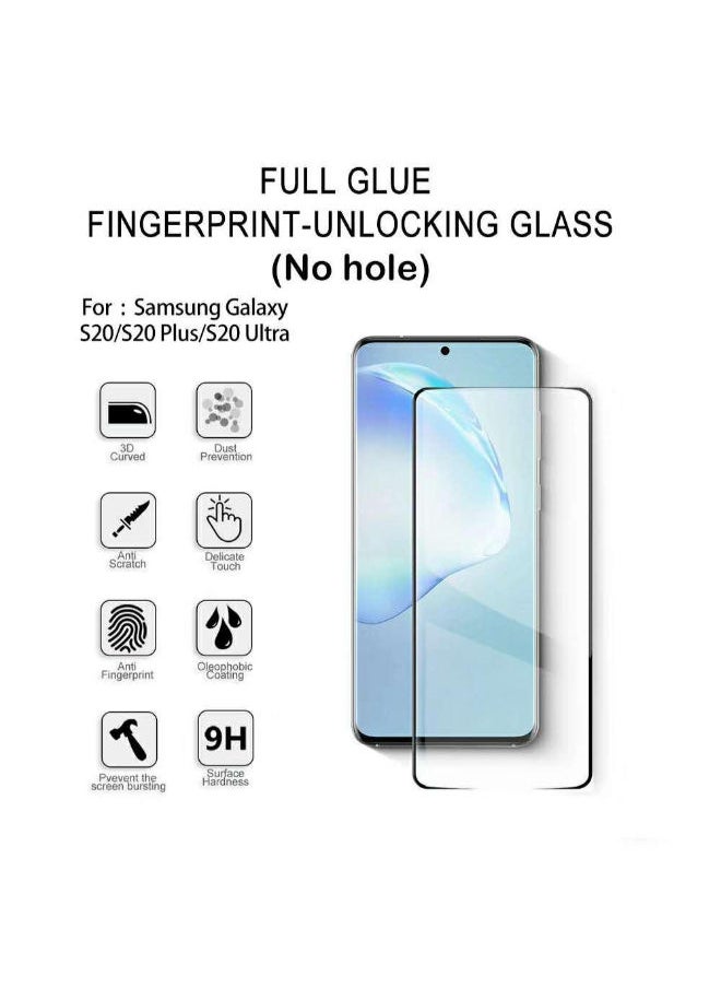 SHOPI Galaxy S20 Ultra (6.9in) 3D Tempered Glass Full Screen Protector with Working Adhesive In Screen Finger Scanner (Black)  - Image 2