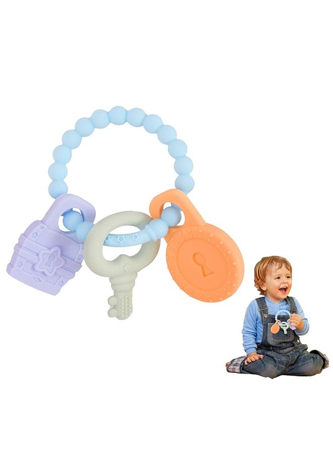 Baby Silicone Teething Ring - Key, Lock & Chest Design, 100% Food Grade Silicone, BPA Free, Perfect for Teething Relief, Safe for Babies 3+ Months  - Image 1
