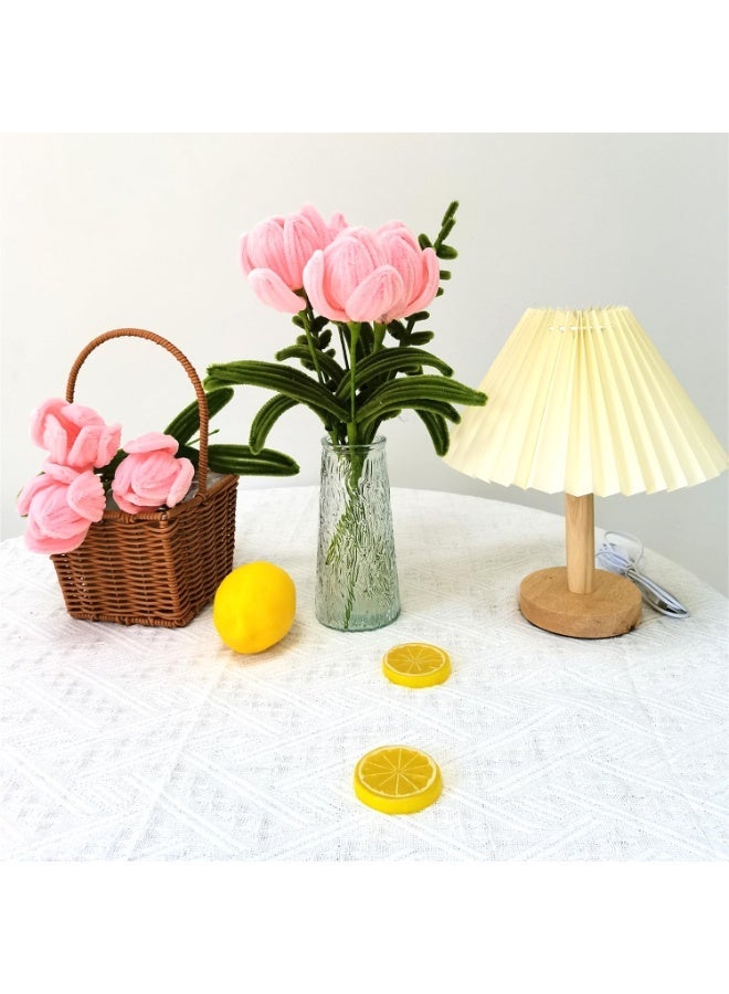 200Pcs Pink OliveGreen Pipe Cleaners Set with Floral Wires & Gardening Tape, Chenille Stems Pipecleaners for Tulip Bouquet Making - Image 5