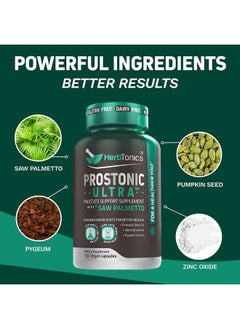 Herbtonics Prostate Support Supplement for Men's Health | with Saw Palmetto Beta Sitosterol, Pumpkin Seed, Pyguem, Bladder & Less Urination | Men Prostate Health DHT Blocker (120 Count (Pack of 1))  - Image 5
