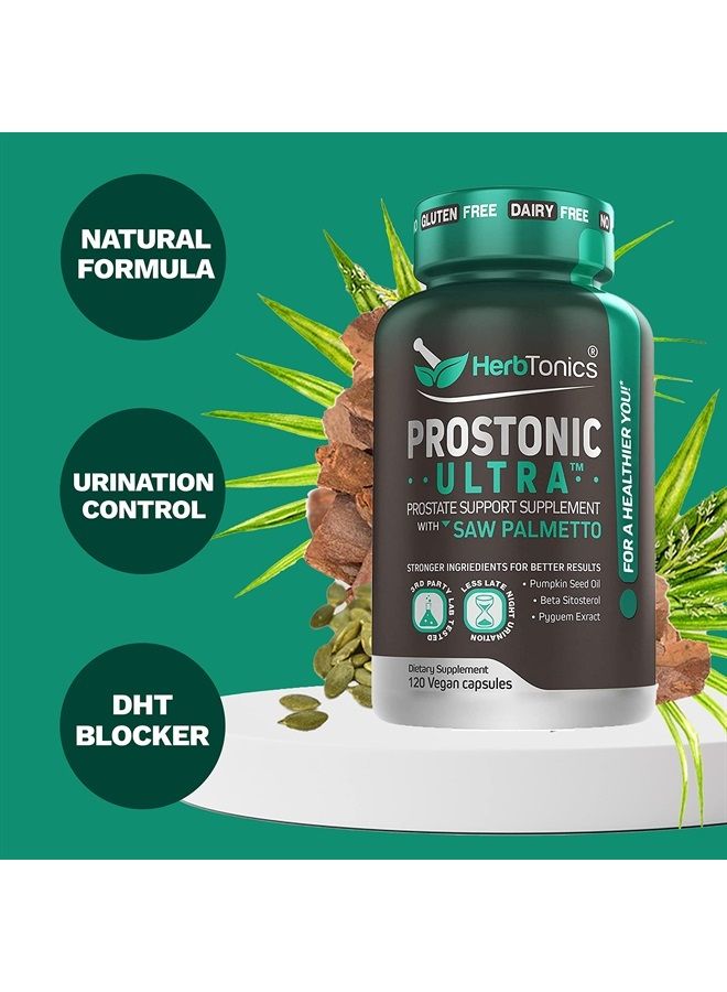 Herbtonics مكمل دعم البروستاتا لصحة الرجال | مع ساو بالميتو بيتا سيتوستيرول، بذور اليقطين، بيغيم، المثانة وتقليل التبول | صحة البروستاتا للرجال مانع DHT (120 حبة (عبوة من 1)) - Image 3