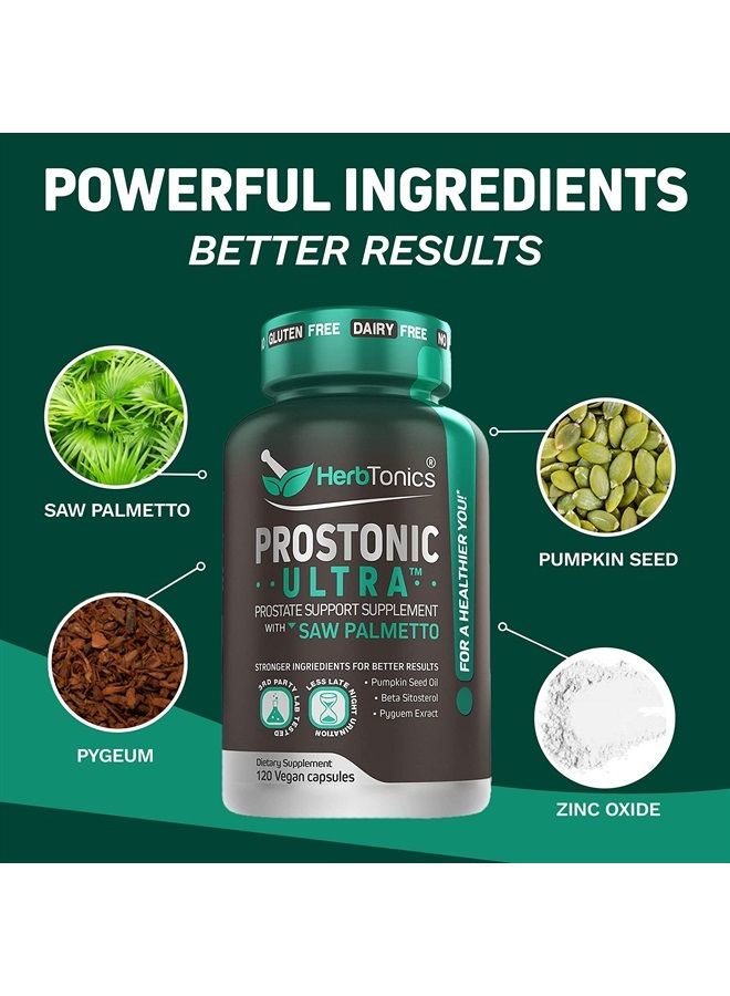 Herbtonics مكمل دعم البروستاتا لصحة الرجال | مع ساو بالميتو بيتا سيتوستيرول، بذور اليقطين، بيغيم، المثانة وتقليل التبول | صحة البروستاتا للرجال مانع DHT (120 حبة (عبوة من 1)) - Image 5