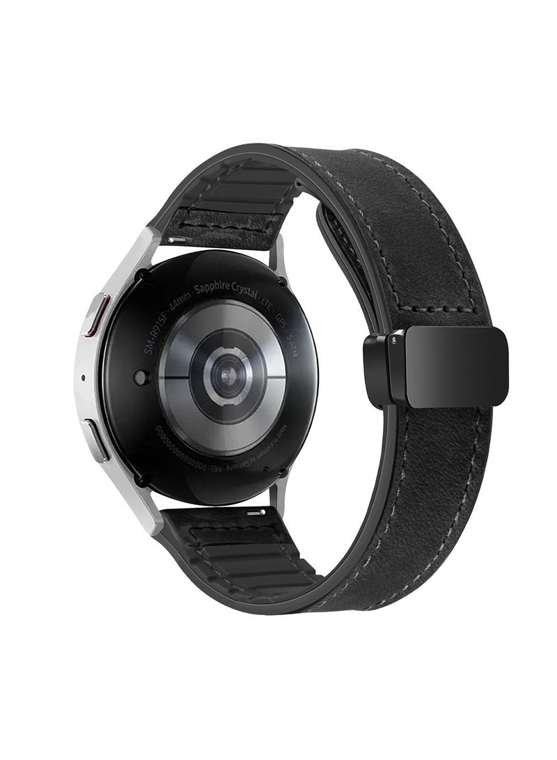 22mm Leather Strap Replacement for Huawei Watch 5 46mm/GT5 Pro 46mm/GT5 46mm/GT4 46mm/Watch 4 46mm,Quick Release Band for Redmi Watch 5 Active/Lite,Black - Image 2