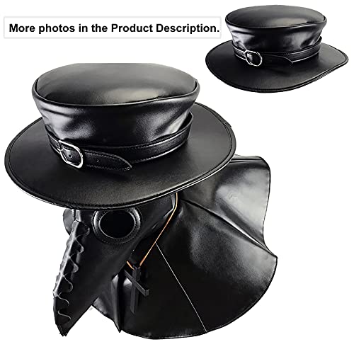 Absolute Vibe Steampunk Plague Doctor Halloween Costume PU Leather Black Wide Brim Magician Dress Up Party Hat (L) - Image 4