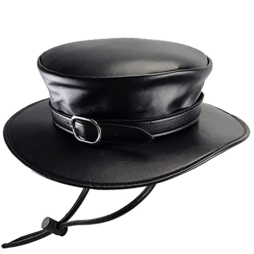 Absolute Vibe Steampunk Plague Doctor Halloween Costume PU Leather Black Wide Brim Magician Dress Up Party Hat (L) - Image 1