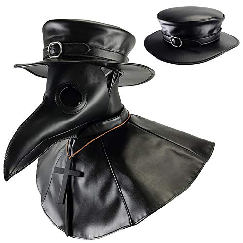 Absolute Vibe Steampunk Plague Doctor Halloween Costume PU Leather Black Wide Brim Magician Dress Up Party Hat (L) - Image 5