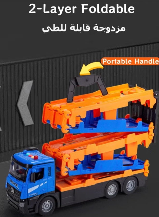 ألعاب سيارات وشاحنات للأطفال الصغار، مجموعة هدايا لألعاب شاحنة النقل للأطفال الصغار، مجموعة لعب مسارات قابلة للطي من طبقتين، للأولاد والبنات - Image 5