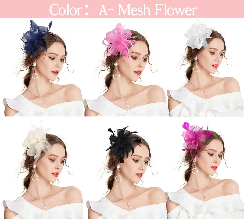 ZX Z&X Women Feather Fascinator Wedding Tea Party Hair Clip Brooch Bridal Headpiece Pink - Image 2