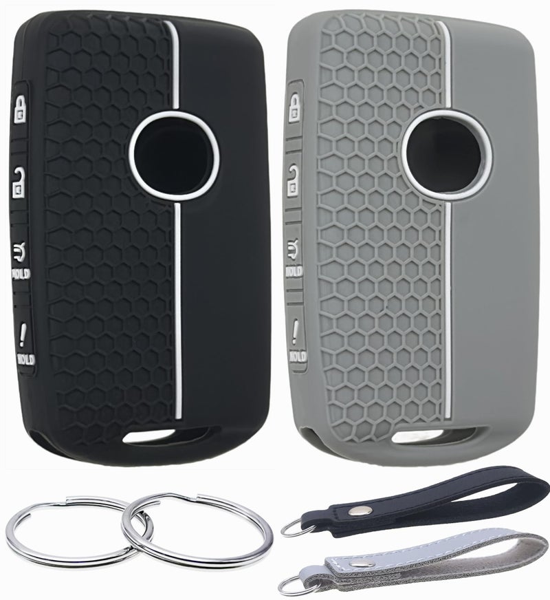 REPROTECTING Silicone Rubber Key Fob Cover Compatible with 20192025 Mazda 3 6 CX30 CX5 CX9 CX50 BlackGrey 4 ButtonsSilicone