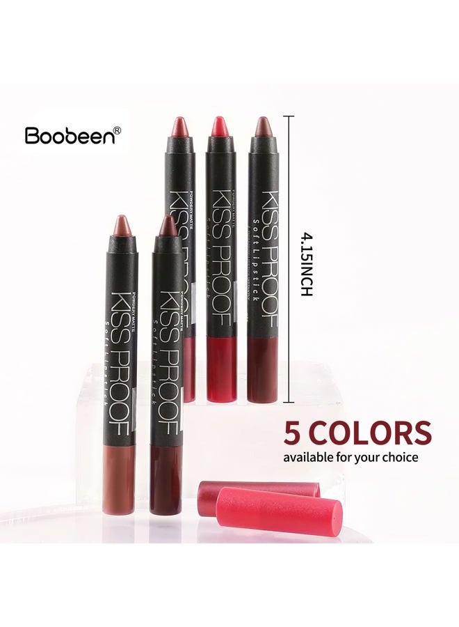 Boobeen Matte Lipstick Pencil Lip Crayon Stick Matte Velvet Lipgloss Creamy Lip Liner Full Coverage High Pigment Waterproof Non-Fade Lipstick for Women, Matte Lip Stain with Smooth Makeup - Image 3