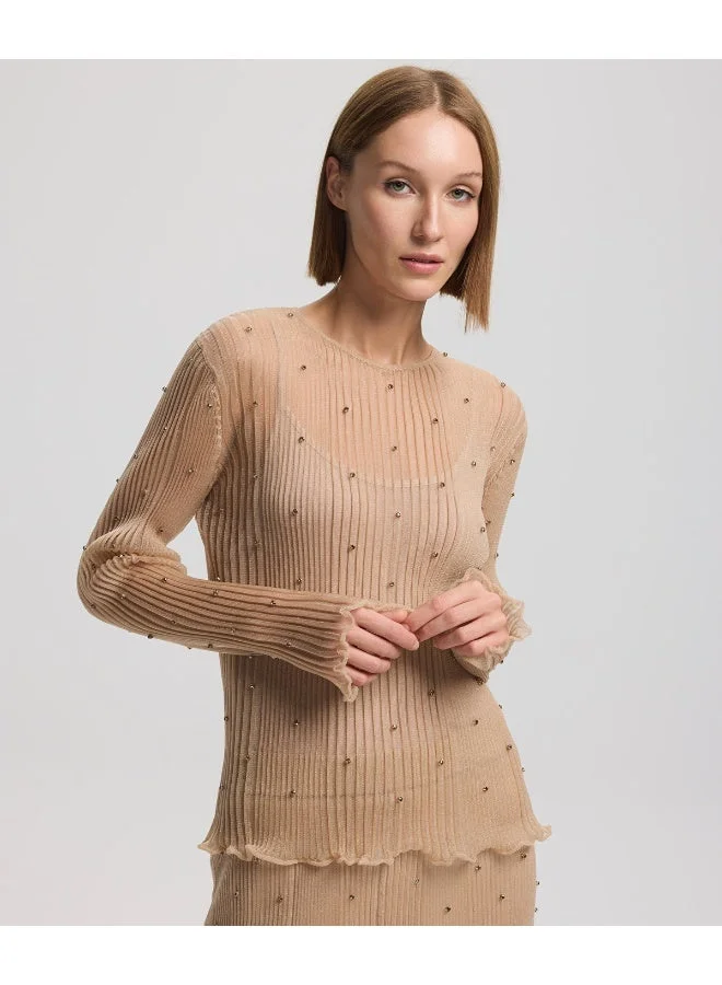 ابيكول كنزة محبوكة مطرزة