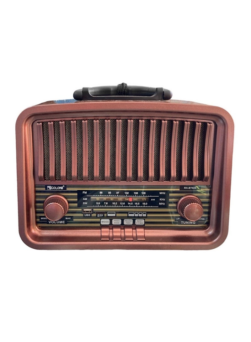 جولون راديو خشبي عتيق وريترو RX-BT929 – راديو لاسلكي 3 نطاقات AM/FM/SW مع مشغل موسيقى USB/TF وتقنية البلوتوث والبطارية القابلة للشحن - Image 1