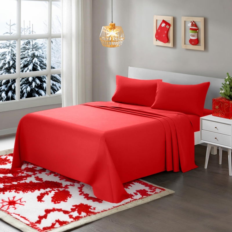 ARTALL Soft Microfiber Bed Sheet Set 3Piece with Deep Pocket Bedding Twin Red