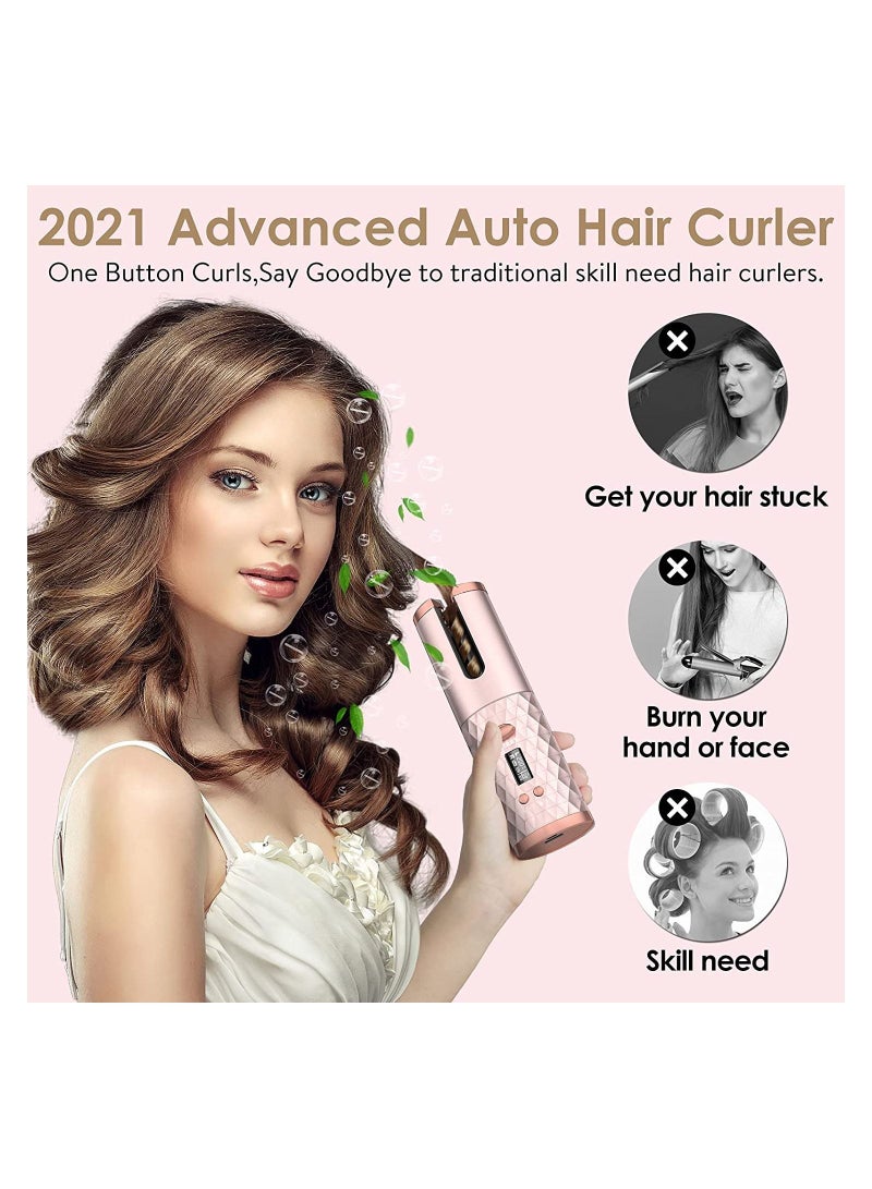 Wireless Curling Iron, Cordless Auto Hair Curler, Portable Rechargeable Silky Curling Barrel Wave Wand, Fast Heating Wireless Auto Curler with Timer Setting and 6 Temperature Adjustable - Image 2