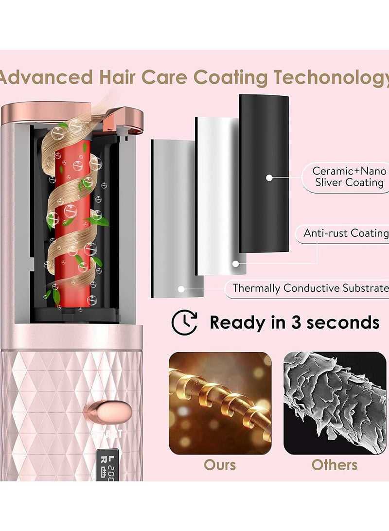 Wireless Curling Iron, Cordless Auto Hair Curler, Portable Rechargeable Silky Curling Barrel Wave Wand, Fast Heating Wireless Auto Curler with Timer Setting and 6 Temperature Adjustable - Image 3