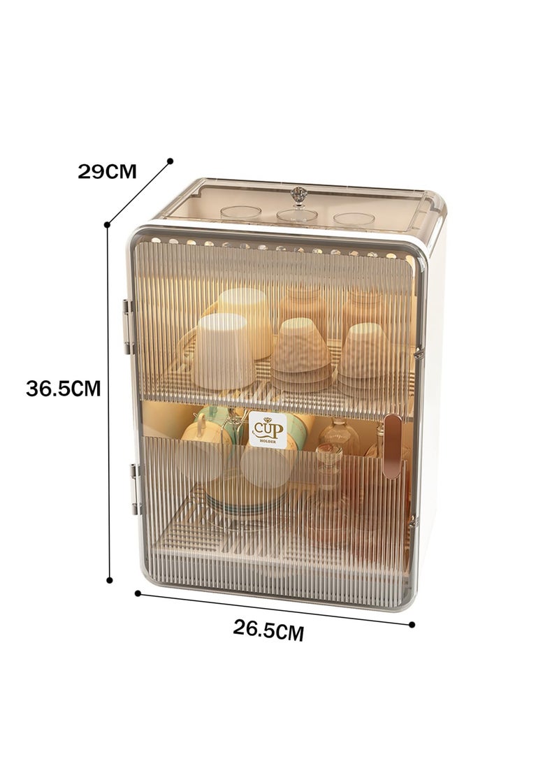 MIXDE Dish Drying Stand Cabinet, Large Dustproof Nursing Baby Bottle Drying Rack Storage Box Organizer with Door,Kitchen Storage Shelf for Drinking Glass Bottle Bowls Mugs  - Image 2