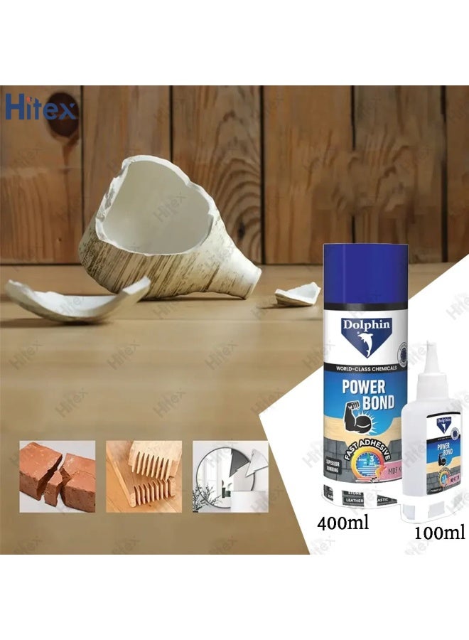 هيتكس غراء دولفين باور بوند مع مُنشِّط - لاصق سيانوكريلات + بخاخ رذاذ - سريع الالتصاق - للألواح الليفية متوسطة الكثافة (MDF) والمطاط والبلاستيك والحجر والجلد والرخام - درجة صناعية | تقنية أوروبية (2، 400 مل) - Image 3