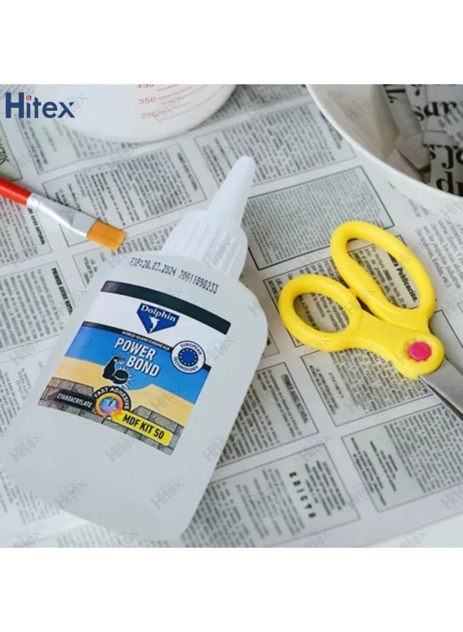 هيتكس غراء دولفين باور بوند مع مُنشِّط - لاصق سيانوكريلات + بخاخ رذاذ - سريع الالتصاق - للألواح الليفية متوسطة الكثافة (MDF) والمطاط والبلاستيك والحجر والجلد والرخام - درجة صناعية | تقنية أوروبية (2، 400 مل) - Image 5