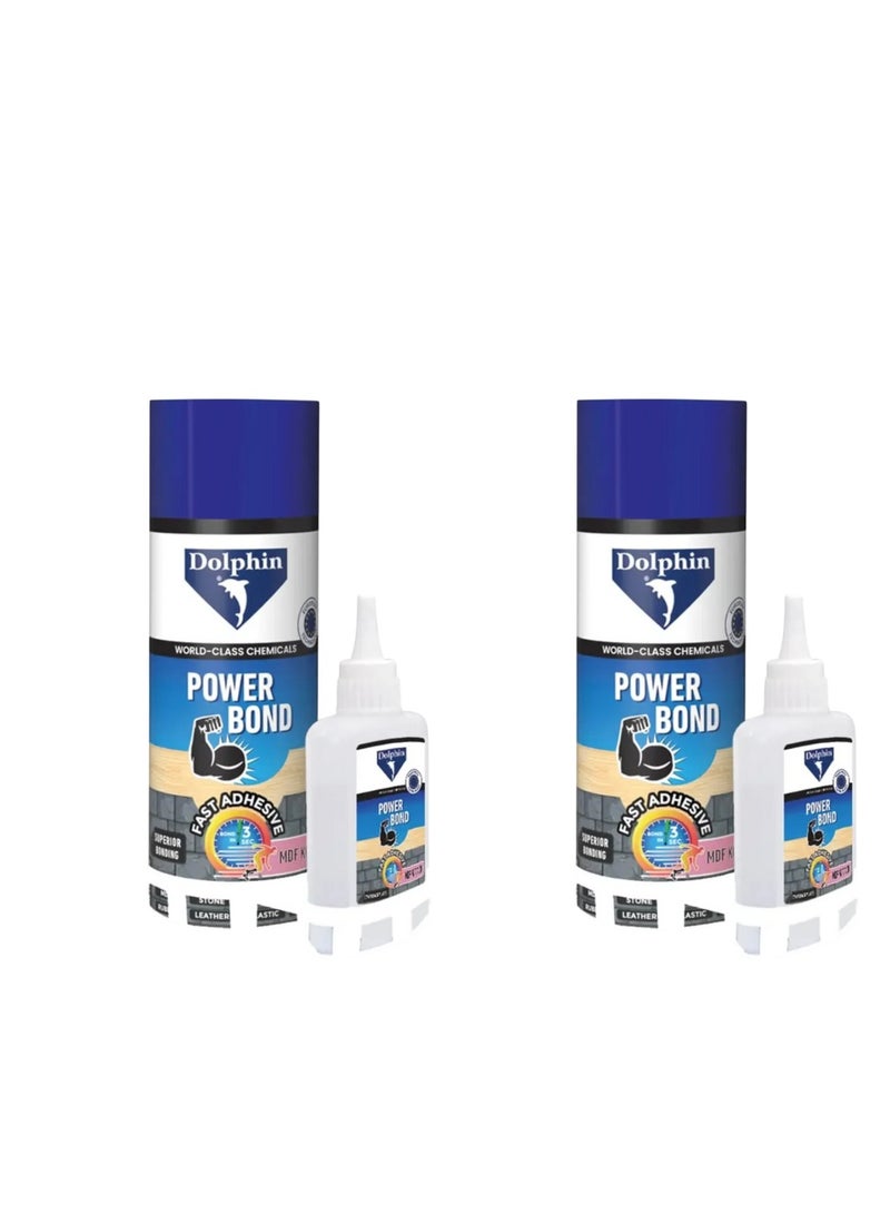 هيتكس غراء دولفين باور بوند مع مُنشِّط - لاصق سيانوكريلات + بخاخ رذاذ - سريع الالتصاق - للألواح الليفية متوسطة الكثافة (MDF) والمطاط والبلاستيك والحجر والجلد والرخام - درجة صناعية | تقنية أوروبية (2، 400 مل) - Image 1