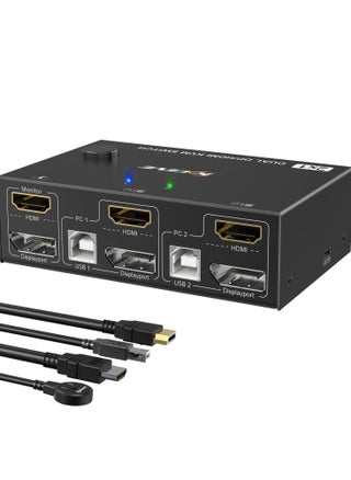 Dual Monitor KVM Switch HDMI+DisplayPort 4K@60Hz/2K@120Hz - Switcher for Sharing 2 Monitors, 4 USB 2.0 Ports Among 2 Computers, Includes Wired Remote & 4 Cables - pzsku/Z41D43F2F9C00355BDAD2Z/45/_/1720777833/26ec2494-94cb-41b7-8c39-f724d57d84e6