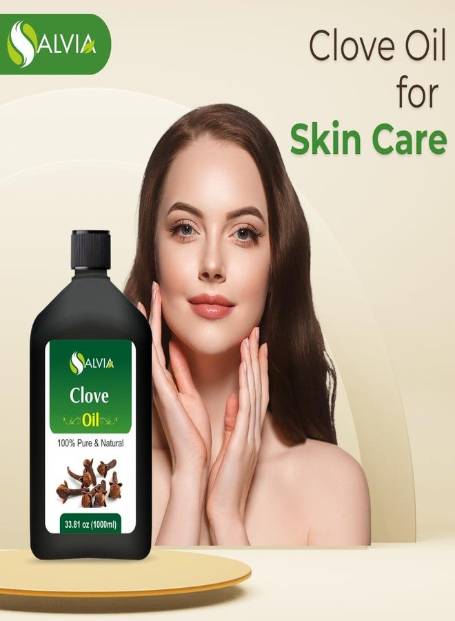 سالفيا زيت المريمية والقرنفل (Syzygium Aromaticum) | زيت عطري نقي وطبيعي 100%، غير مخفف، عضوي، مناسب للعناية بالبشرة والشعر - 1000 مل / 33.8 أونصة سائلة - Image 5