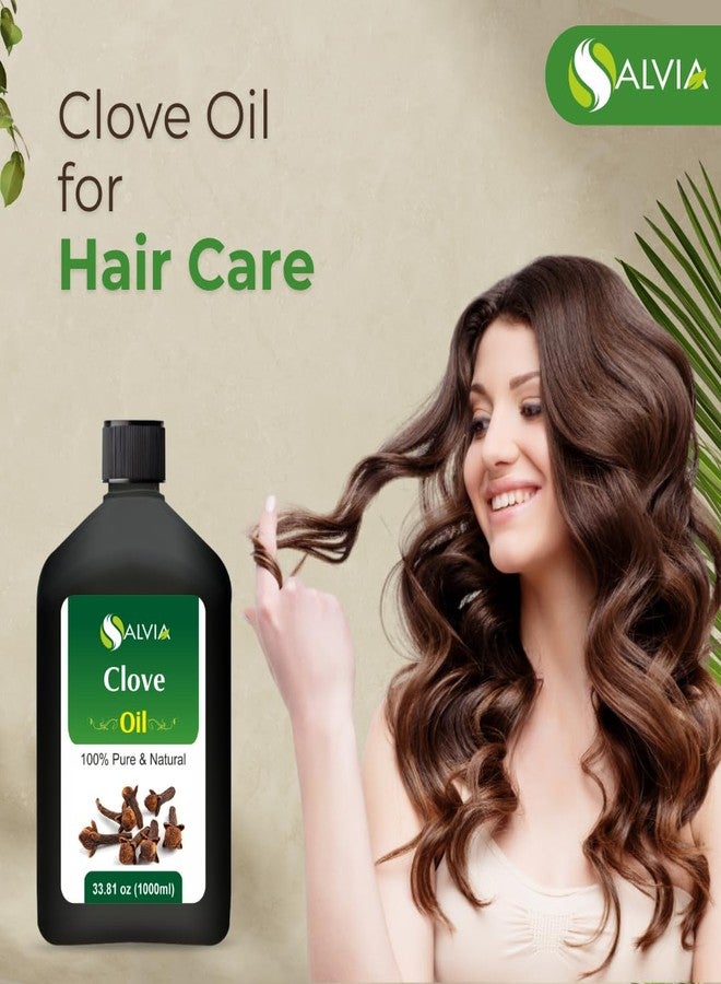 سالفيا زيت المريمية والقرنفل (Syzygium Aromaticum) | زيت عطري نقي وطبيعي 100%، غير مخفف، عضوي، مناسب للعناية بالبشرة والشعر - 1000 مل / 33.8 أونصة سائلة - Image 4
