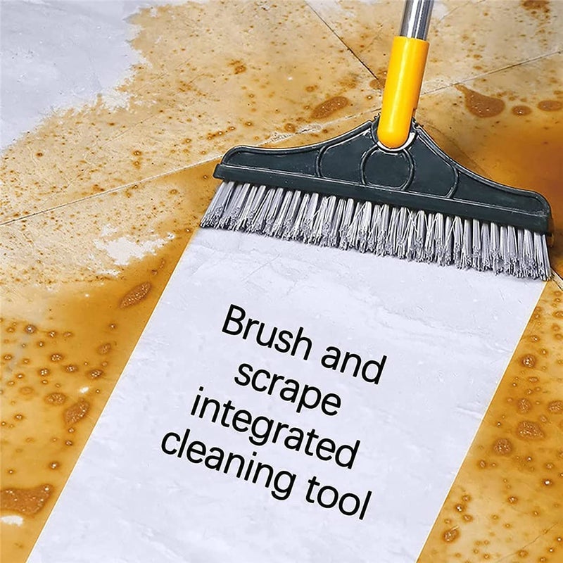 ARAINY 2 in 1 Floor Brush Scrubber with Long Handle Grout Brush 3 Poles 53.5'' New Upgrade Stiff Bristle Cleaning Scrub Brush with Squeegee 120Â°Rotating Tile Brush for Cleaning Bathroom Glass Patio Kitchen - Image 3