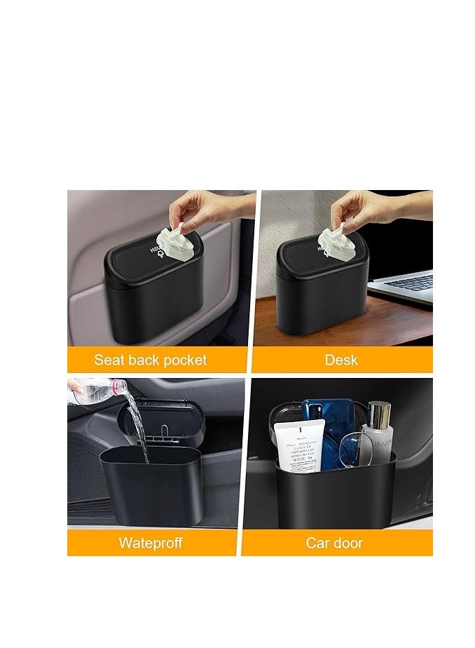 Car Trash Can Container with Bin Leak Proof Dustbin Multipurpose Trash Bin for Car and Office Space Black - Image 2