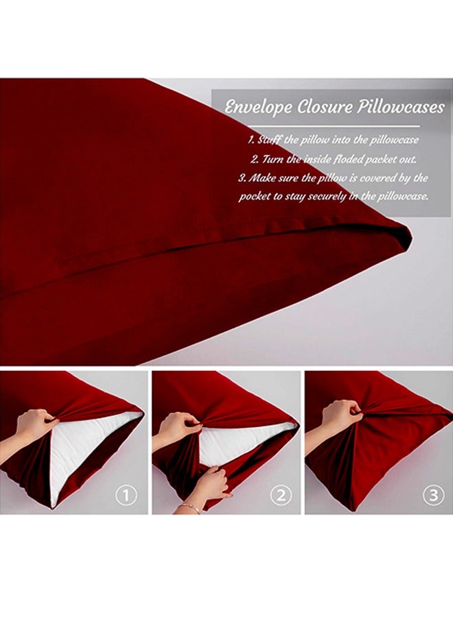 snooze Pillowcases set 2 pcs, 50*70 cm, Dark red - Image 2