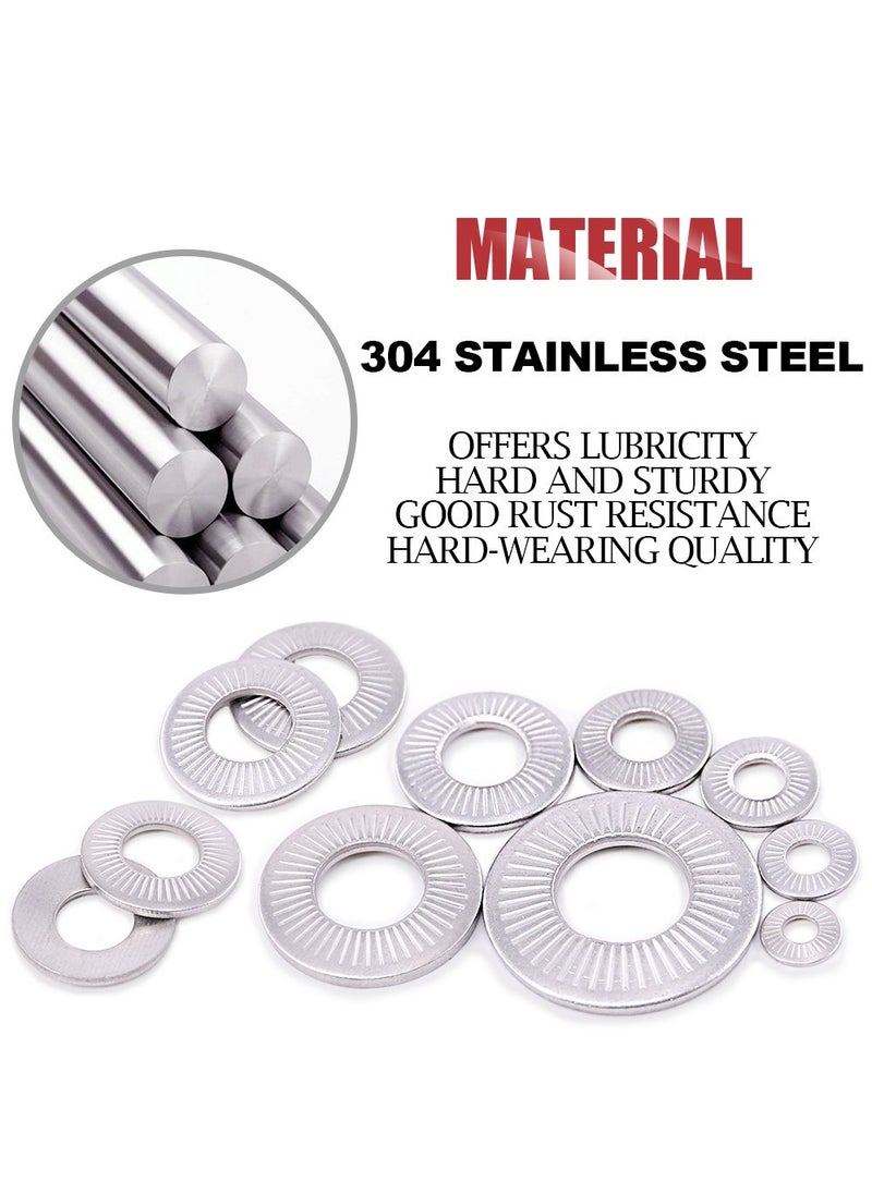 Hilitchi Hilitchi 128-Pcs [M3 - M12] Stainless Steel Washers Metric 304 Stainless Steel Belleville Spring Disc Washer Assortment Set  - Image 5