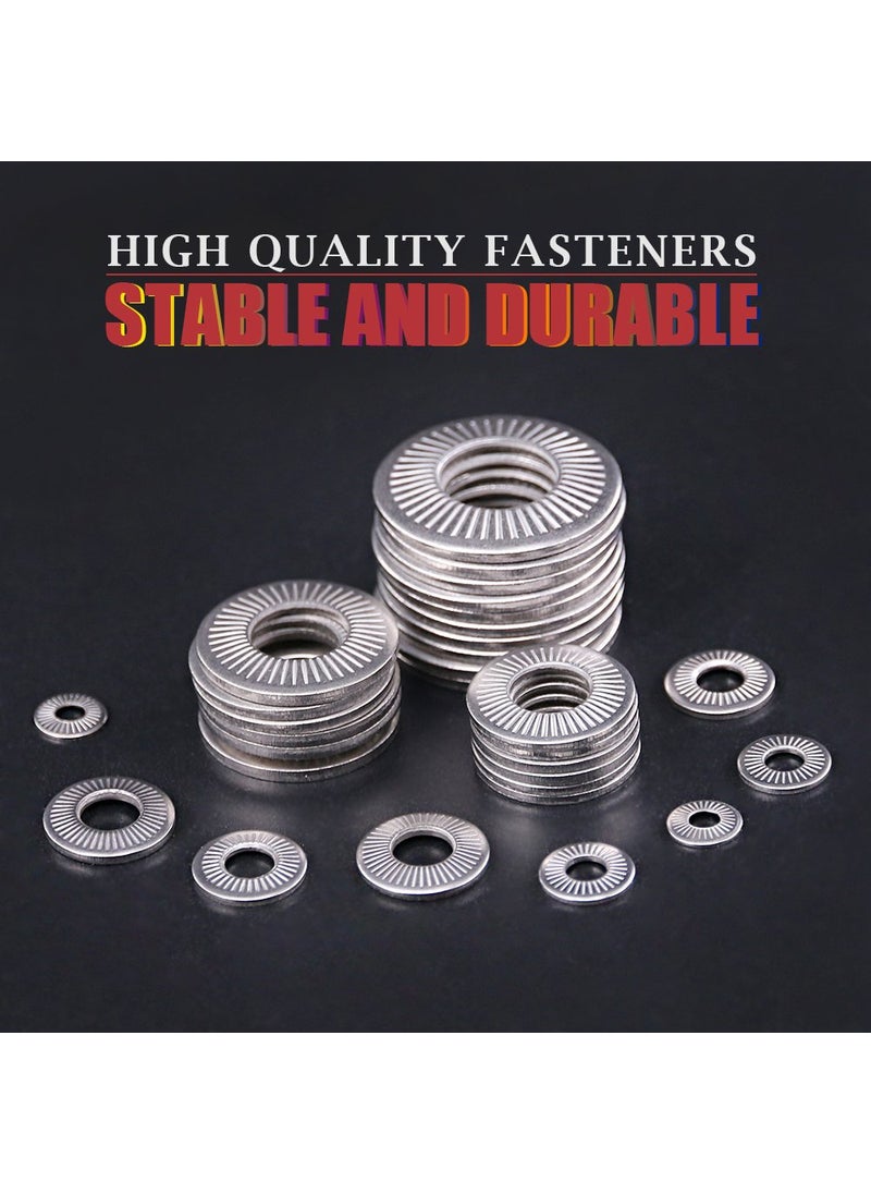 Hilitchi Hilitchi 128-Pcs [M3 - M12] Stainless Steel Washers Metric 304 Stainless Steel Belleville Spring Disc Washer Assortment Set  - Image 3