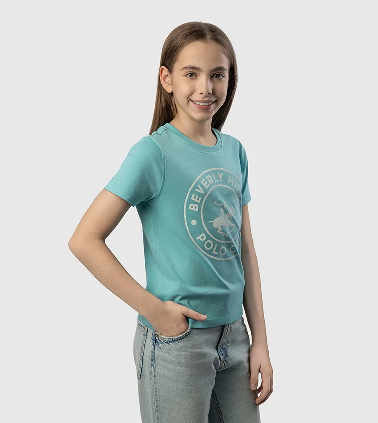 بيفرلي هيلز بولو كلوب Bhpc Kids Turquoise Short Sleeve T-Shirt