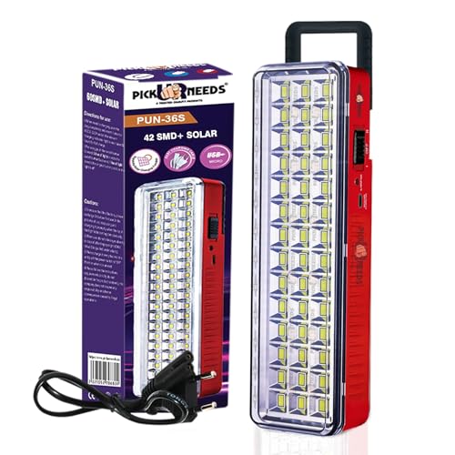 Pick Ur Needs Solar Emergency Rechargeable Lantern 42 LED Lamp Light with Android Charging Support (62 Red) - Image 2