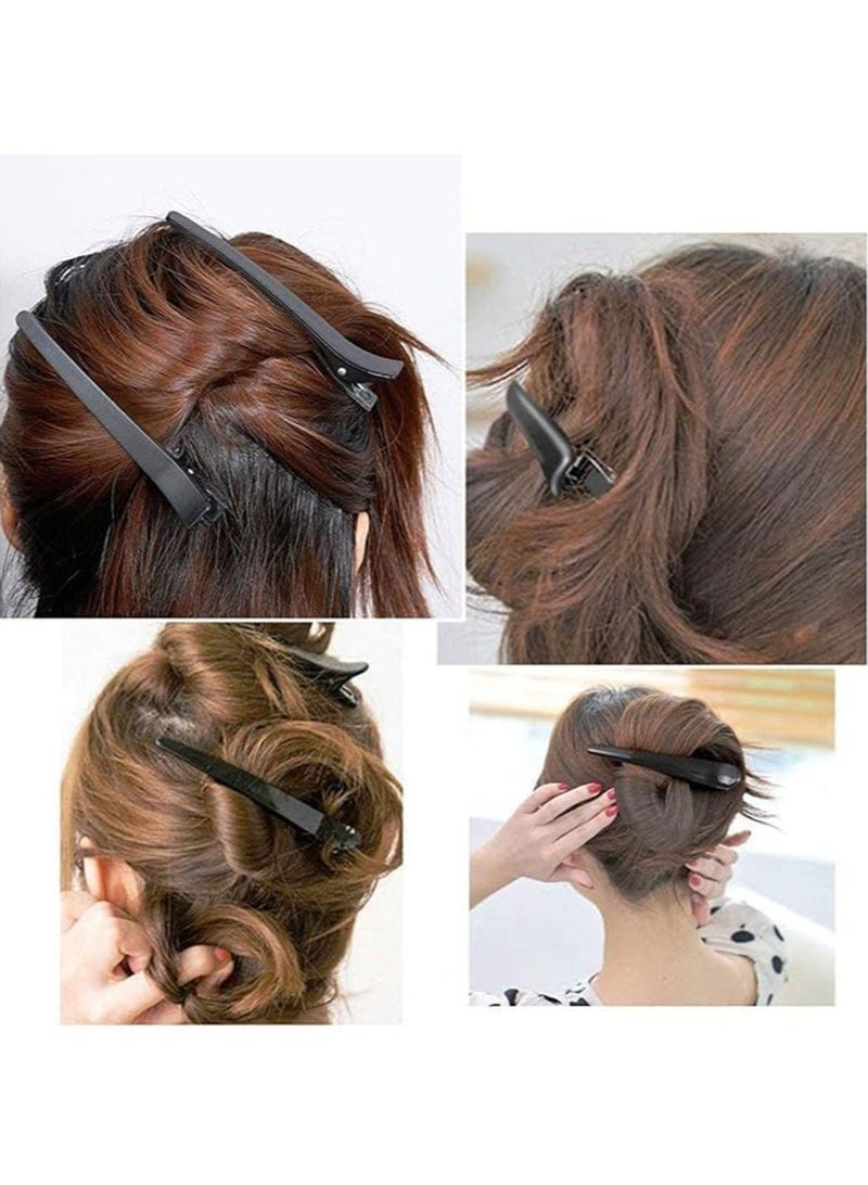 12 قطعة مشبك شعر بيل البط ، 3.6 بوصة مقاطع شعر التمساح غير اللامعة ، مشبك الشعر ، إكسسوارات تصفيف الشعر لتصفيف الشعر ، 1 قطعة مشط تاي مضاد للكهرباء الساكنة (أسود) - Image 4