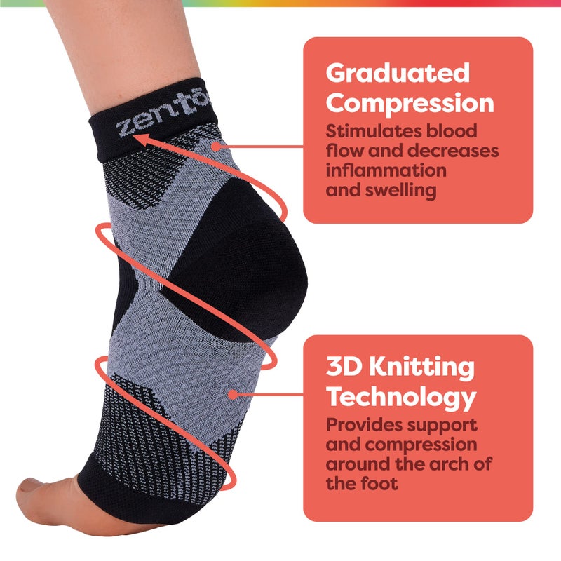 ZenToes Plantar Fasciitis Relief Compression Socks for Women and Men - Foot Sleeves with Ankle and Arch Support, Moisture Wicking, Open Toe, Improve Circulation, Reduce Swelling - 1 Pair (XXL) - Image 3