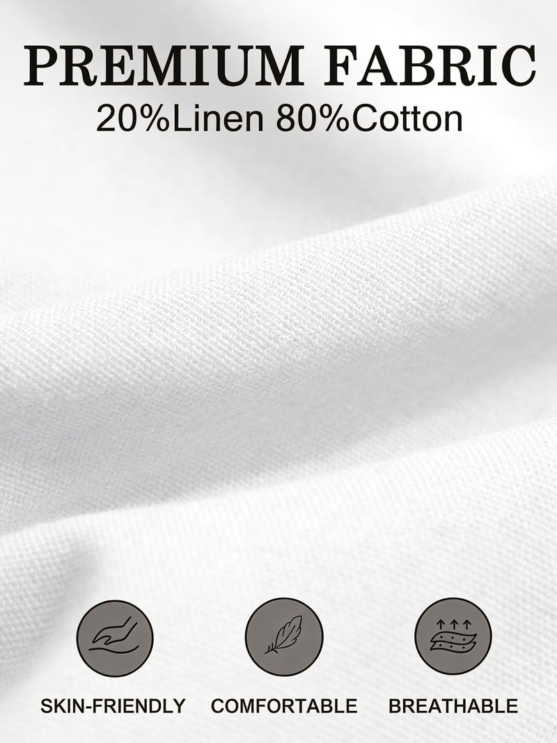 PLEPAN Mens 5 Inch Linen Shorts - Casual Elastic Waist Drawstring Summer Beach Shorts with Pocket White Medium - Image 5