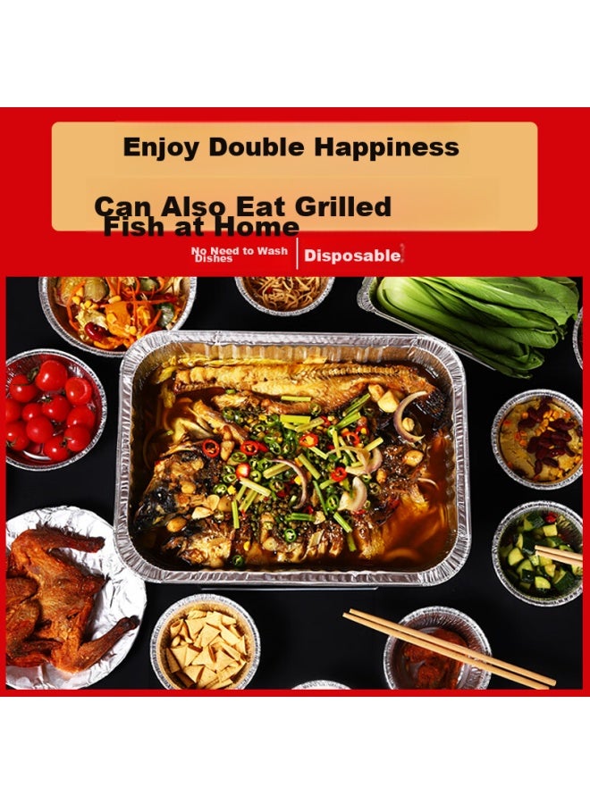 Faxilon Faxi Long Barbecue Aluminum Foil Tray 4900ml*10, Disposable Fish Grilling Box, Baking Oven Camping Picnic Tray - Image 2