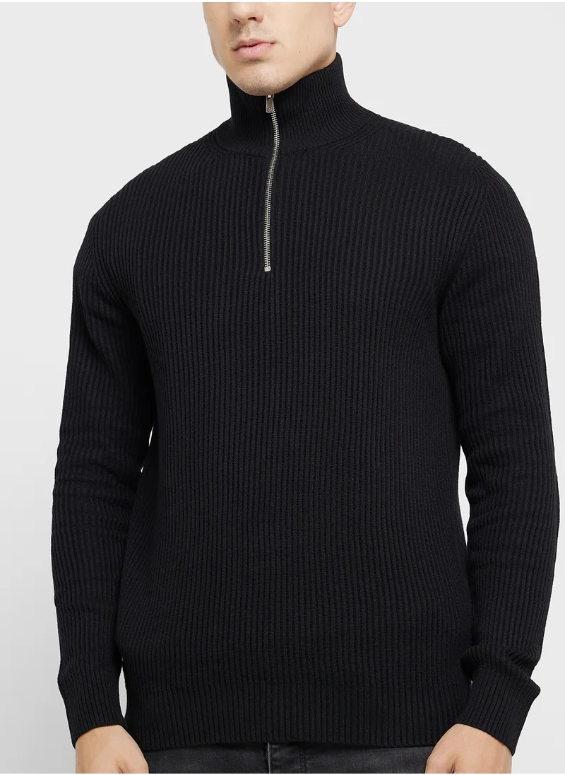JACK & JONES Half Zip Knitted Sweater