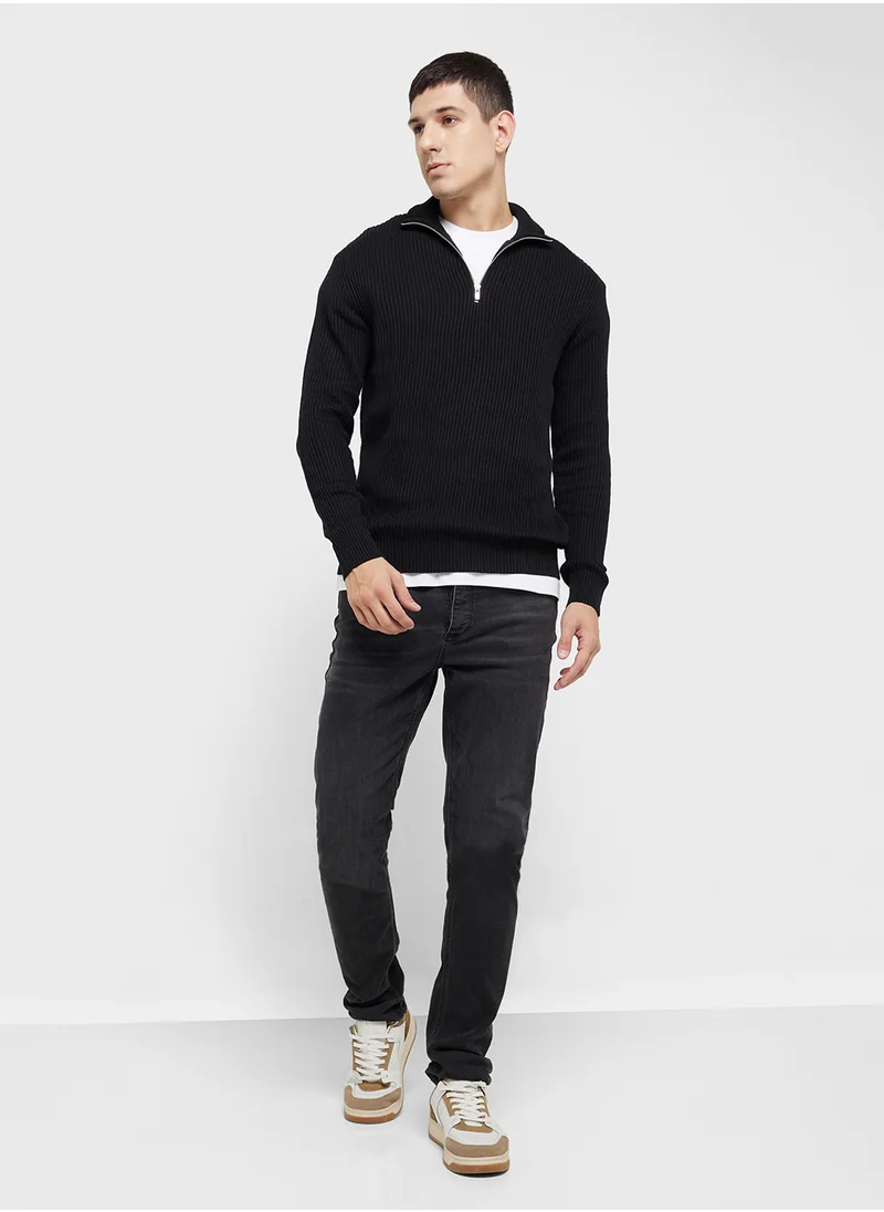 JACK & JONES Half Zip Knitted Sweater
