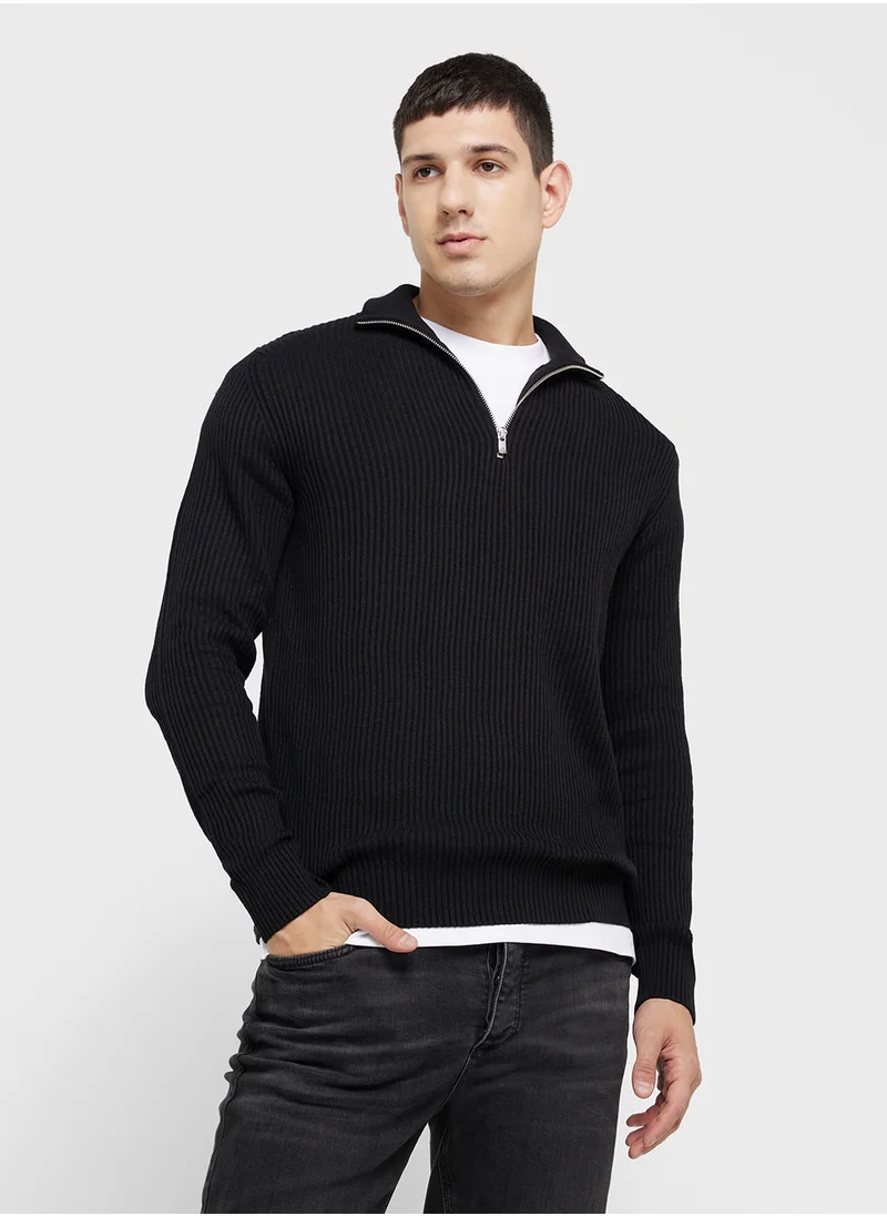 JACK & JONES Half Zip Knitted Sweater