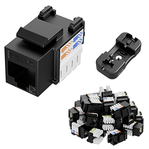 Iwillink 10Gbps Cat6 Keystone Jack RJ45 Modular Ethernet Jack Insert, Punch Down Adapter 25-Pack with Stand, Black - Image 5
