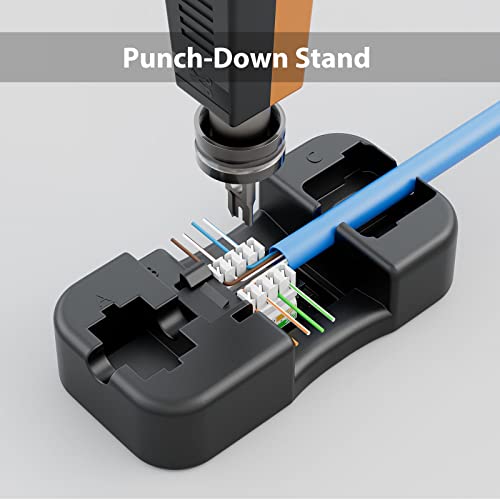 Iwillink 10Gbps Cat6 Keystone Jack RJ45 Modular Ethernet Jack Insert, Punch Down Adapter 25-Pack with Stand, Black - Image 2
