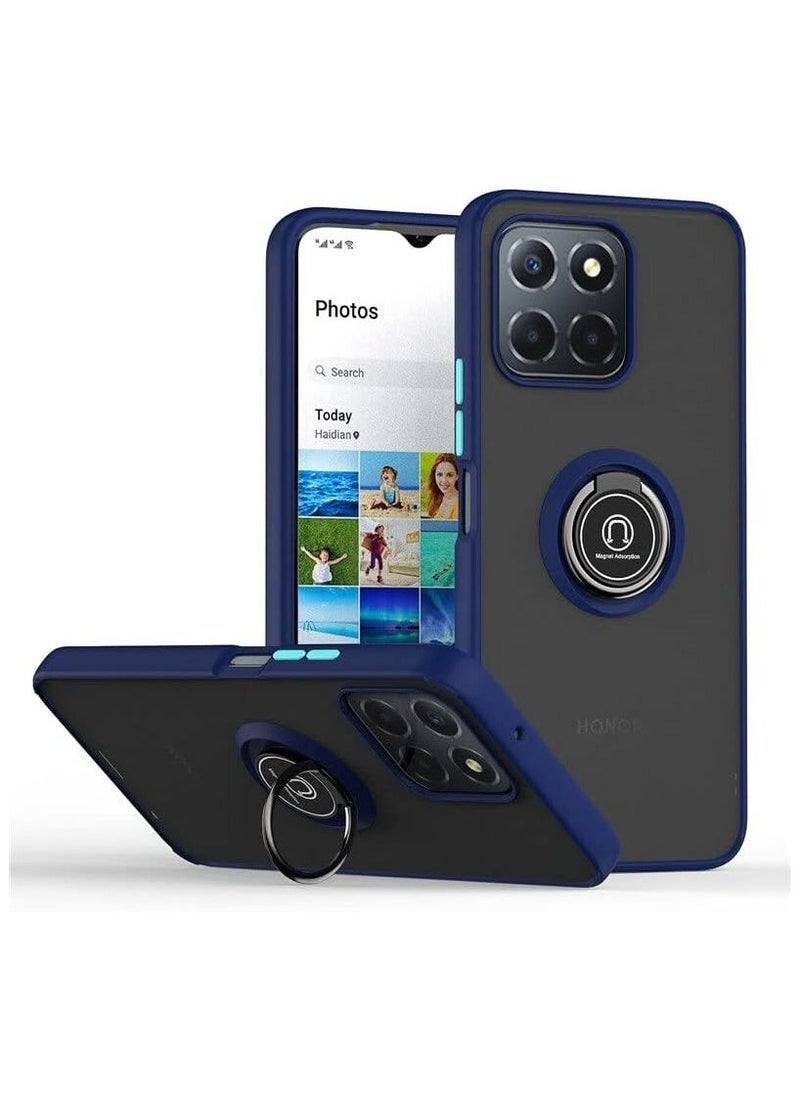 Raxoom ELTERAZONE Case Compatible with HUAWEI HONOR X8A Full Body Protective Case with 360° Magnetic Ring Kickstand for Car Anti-Fingerprint Shockproof Protective Case - BLUE - Image 1