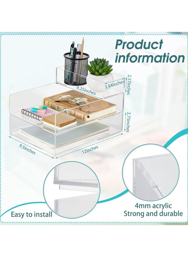 TPGP Stackable Acrylic Paper Tray - Clear Desk Organizer for Office Documents (3 Tier) - Image 2