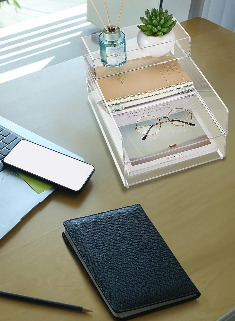 TPGP Stackable Acrylic Paper Tray - Clear Desk Organizer for Office Documents (3 Tier) - Image 3